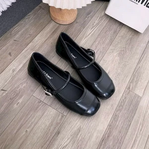 Giày Búp Bê Nữ Mary Jane Da Lì Đế Bệt Mềm Êm Chân, Giày Búp Bê Quai Vòng Thanh Lịch Đủ Màu Đỏ, Đen, Kem, Bạc