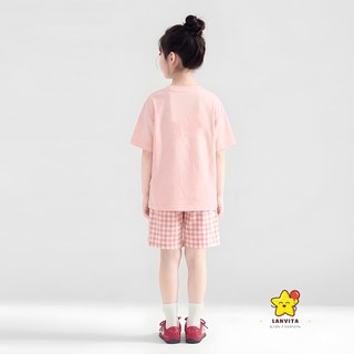 Set Bộ Bé Gái Hình Ngựa Vằn Dễ Thương, Áo Thun Tay Ngắn phối Quần Short Caro Mùa Hè Cho Bé 9-42kg