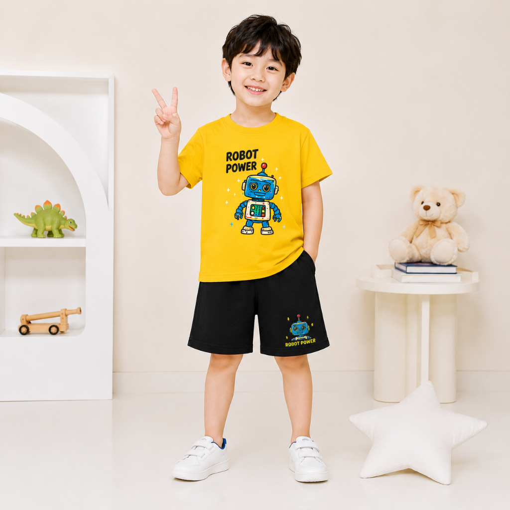 Bộ mặc nhà bé trai cộc tay AMILY 1T260601 cotton mềm mịn mát cho bé có in hình hoạ tiết 2LS26S004