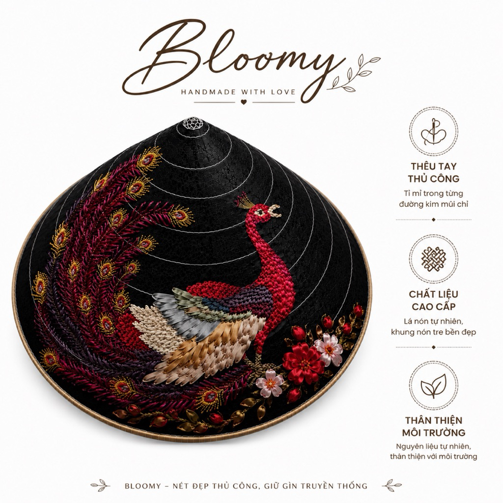Nón Lá Thêu Công Cao Cấp BLOOMY