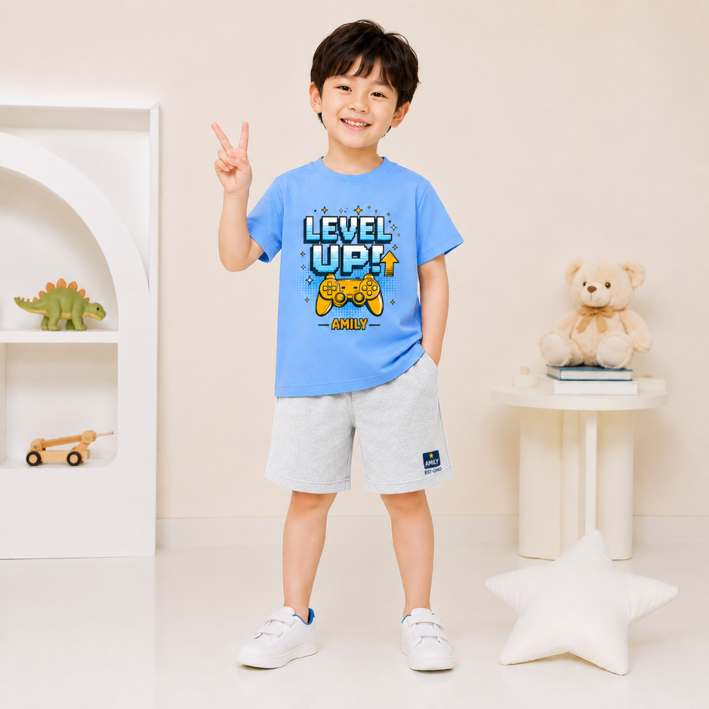 Bộ mặc nhà bé trai cộc tay AMILY 1T260601 cotton mềm mịn mát cho bé có in hình hoạ tiết 2LS26S004