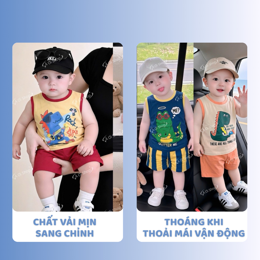 [À ƠI SHOP] D94- set 3 bộ ba lỗ cá sấu tạo dáng nhiều kiểu- a100.402