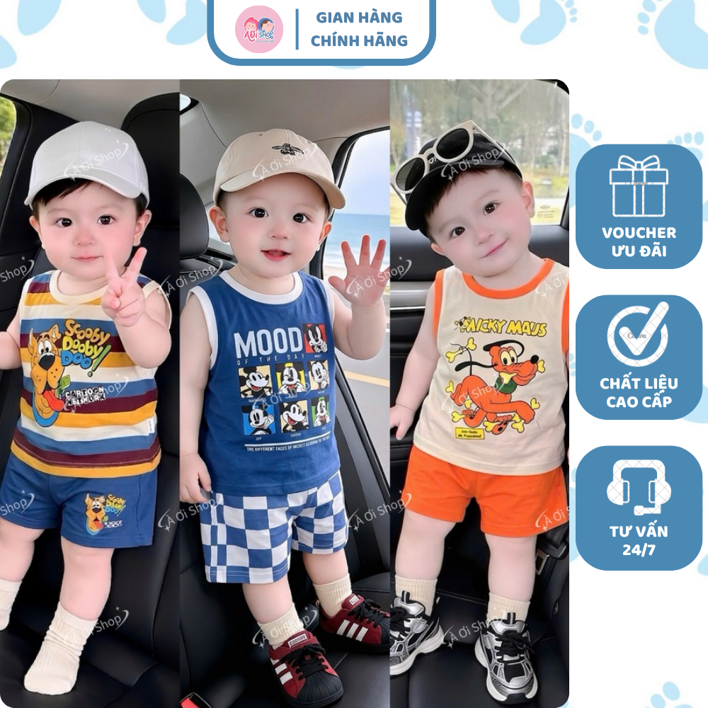 [À ƠI SHOP] D95- set 3 bộ ba lỗ chó gặm xương micky maus- a100.401