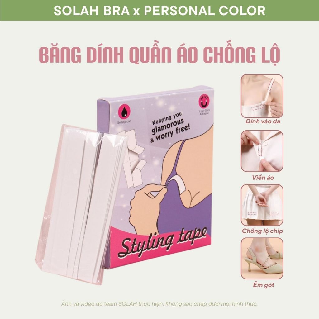 Băng Dính Cố Định Quần Áo 2 Mặt SOLAH Miếng Dán Chống Lộ Hở Ngực Nội Y Unisex Áo Sơ Mi Croptop PK07