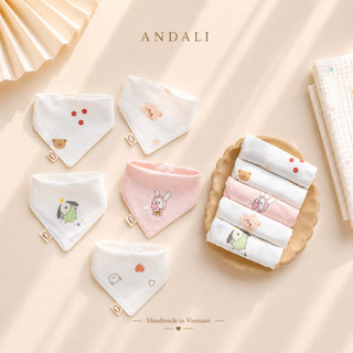 Set 5 yếm xô sợi tre tam giác cho bé Anchee