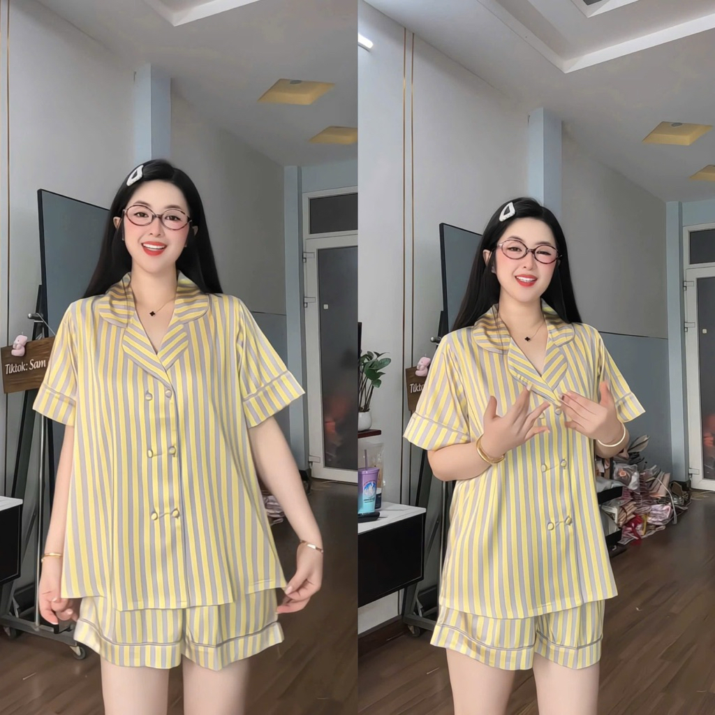 Đùi vest - bộ ngủ pijama lụa mịn dày dặn phom vest sang 40-65kg