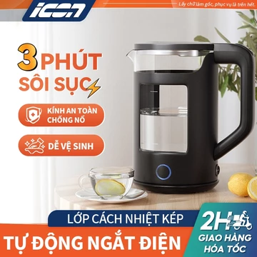 ICON Ấm đun siêu tốc, Bình đun nước dung tích 2.3L /2.0L ấm siêu tốc rẻ bộ ấm bình siêu tốc Ấm Siêu Tốc Thủy Tinh
