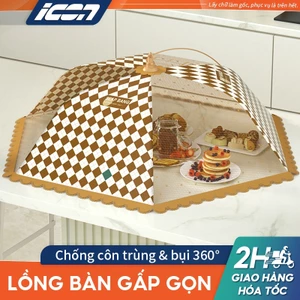 Lồng bàn gấp gọn ICON - Đậy thức ăn chống ruồi, chất liệu polyester bền chắc 70cm - Họa tiết kẻ sọc Bắc Âu sang trọng