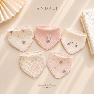 Set 5 Yếm Tam Giác Xô Muslin cao cấp 2 Lớp – Yếm Thấm Nước Cho Bé Sơ Sinh Đến 2 Tuổi