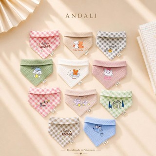 Set 5 Yếm Tam Giác Xô Muslin cao cấp 2 Lớp – Yếm Thấm Nước Cho Bé Sơ Sinh Đến 2 Tuổi