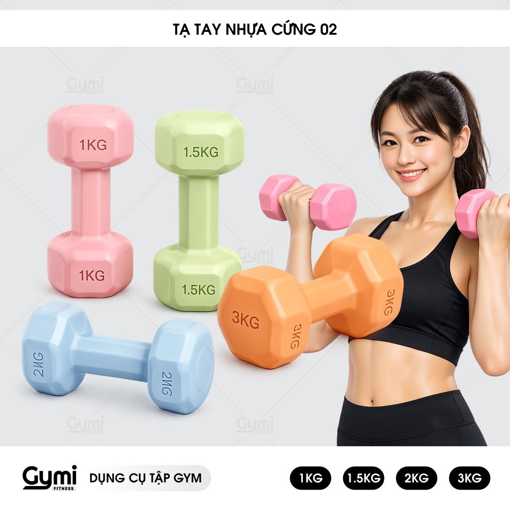 [1 Cái] Tạ Tay Bọc Nhựa PVC 1KG 1.5KG 2KG 3KG - Chống Lăn Tập Gym, Yoga Pilates Thể Dục Tại Nhà - TaTay02