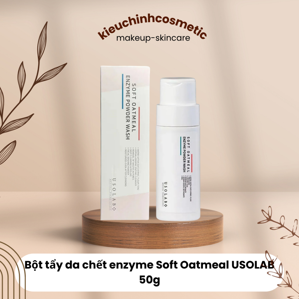 (hàng công ty) Bột tẩy da chết enzyme Soft Oatmeal USOLAB 50g cho mọi loại da | Sạch sâu, cải thiện lỗ chân lông,