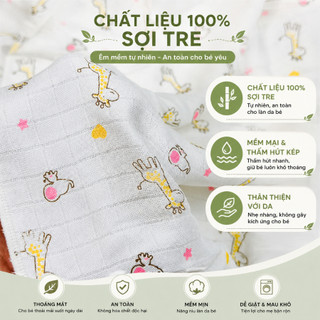 Khăn tắm sợi tre cao cấp siêu mềm mại thấm hút kháng khuẩn 2 lớp, 4 lớp cho Trẻ Sơ Sinh 120x80cm