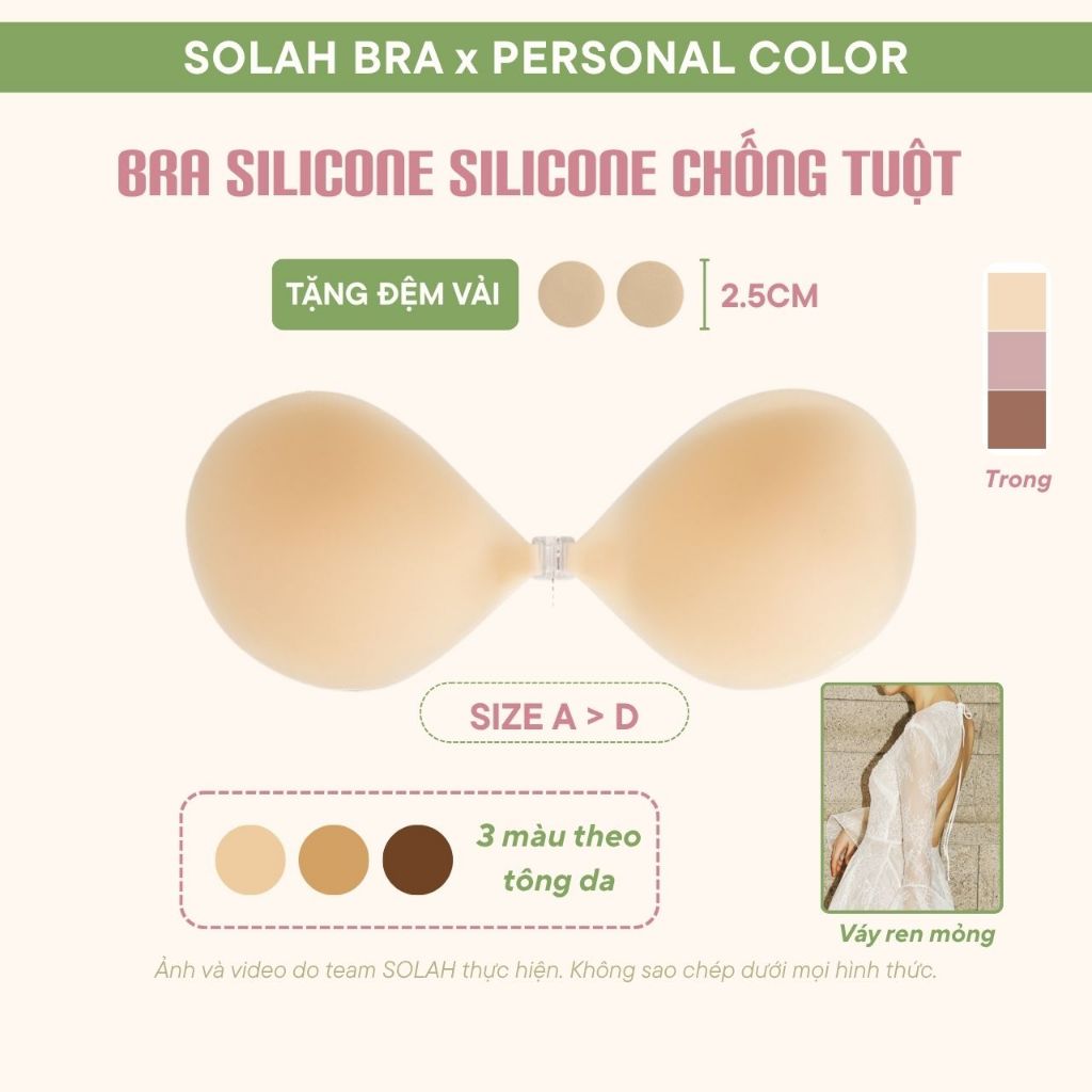 Áo Bra Dán Ngực Silicon Chống Tuột SOLAH Mặc Bikini Áo Croptop Xẻ Vai Hở Lưng Đi Biển BR11