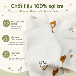 Khăn tắm sợi tre siêu mềm mại Khăn quấn thấm hút kháng khuẩn 2 lớp, 4 lớp cho Trẻ Sơ Sinh 100x80cm