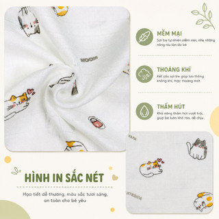 Khăn sữa sợi tre cho bé siêu mềm mại Khăn lau cho bé thấm hút kháng khuẩn 2 lớp cho Trẻ Sơ Sinh hộp 5 khăn