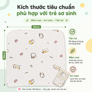 Khăn sữa sợi tre cho bé siêu mềm mại Khăn lau cho bé thấm hút kháng khuẩn 2 lớp cho Trẻ Sơ Sinh hộp 5 khăn