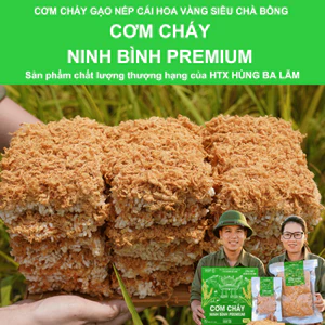 CƠM CHÁY NINH BÌNH PREMIUM, Cơm Cháy Gạo Nếp Cái Hoa Vàng Phiên Bản Siêu Chà Bông, HTX Hùng Ba Lăm