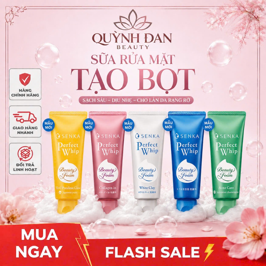 Sữa Rửa Mặt Tạo Bọt Chiết Xuất Đất Sét Trắng Senka Perfect White Clay 100g