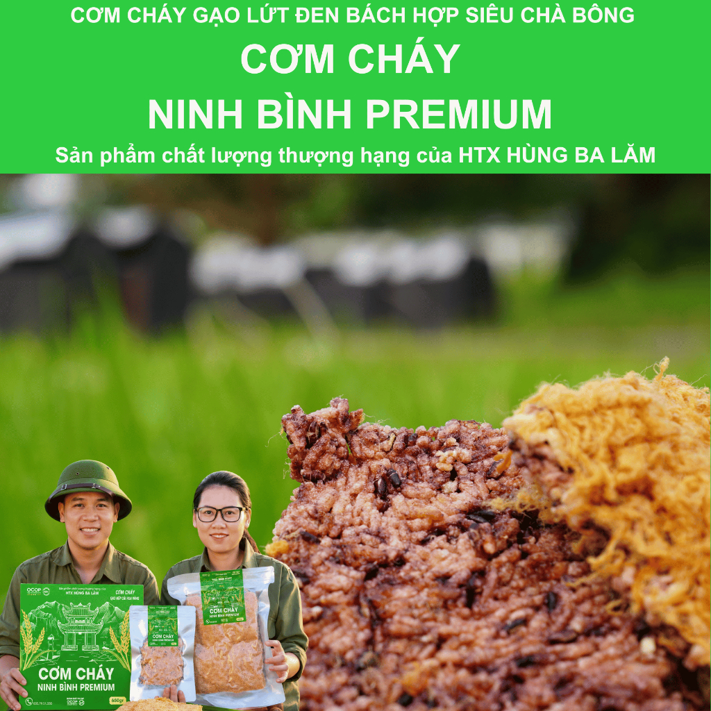 CƠM CHÁY NINH BÌNH PREMIUM, Cơm Cháy Gạo Lứt Đen Bách Hợp
