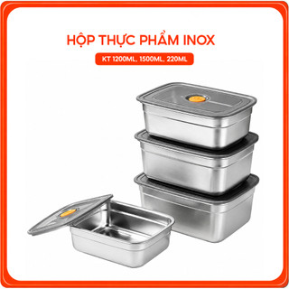 Hộp Đựng Thực Phẩm Inox 304 Có Nắp Kín Chống Tràn 1200ml 1500ml 2200ml An Toàn Chống Gỉ Giữ Tươi
