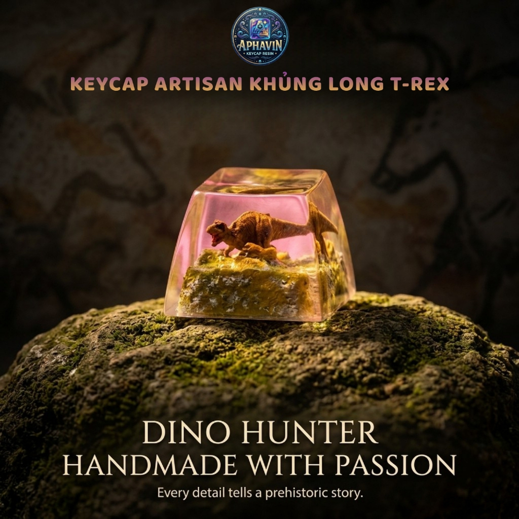 🦖 Keycap Artisan Khủng Long Resin Thủ Công – T-Rex / Triceratops | Keycap Trang Trí Bàn Phím Cơ