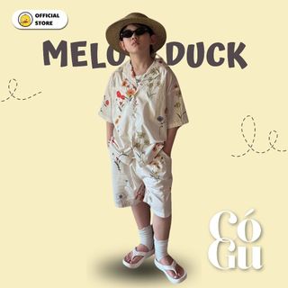 Set Bé Trai Áo Sơ Mi Kem Họa Tiết Hoa + Quần Short Kem Mellow Duck (4-13 Tuổi) B2606072