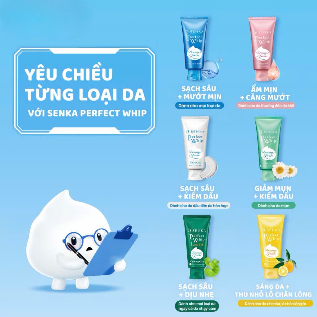 Sữa Rửa Mặt Tạo Bọt Chiết Xuất Đất Sét Trắng Senka Perfect White Clay 100g