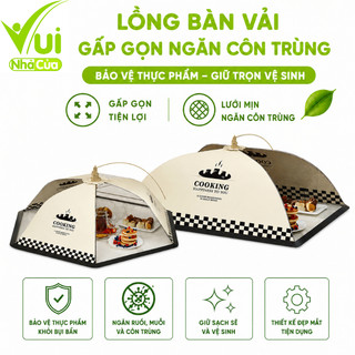 Lồng Bàn Đậy Thức Ăn Gấp Gọn Khung Thép Chắc Chắn GD61 - Lồng Bàn Vải Đậy Thức Ăn Trục Gấp Trơn Chu