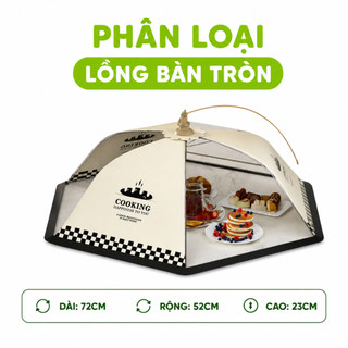 Lồng Bàn Đậy Thức Ăn Gấp Gọn Khung Thép Chắc Chắn GD61 - Lồng Bàn Vải Đậy Thức Ăn Trục Gấp Trơn Chu