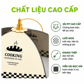 Lồng Bàn Đậy Thức Ăn Gấp Gọn Khung Thép Chắc Chắn GD61 - Lồng Bàn Vải Đậy Thức Ăn Trục Gấp Trơn Chu