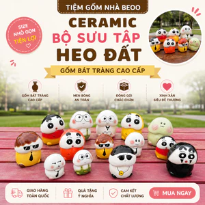 Tiệm Gốm Nhà Beo Heo đất bé Ciu - Gốm Bát Tràng thủ công tỉ mỉ, bóng đẹp, bền màu, kích thước nhỏ gọn, tặng kèm dán