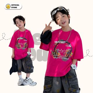 Áo Thun T-Shirt Bé Trai Hồng Họa Tiết Tai Nghe Âm Nhạc Sơn Màu Mellow Duck (4-13 Tuổi) B2606041