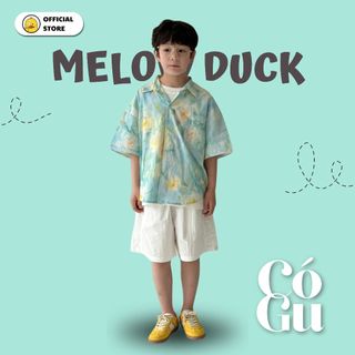 Set Bé Trai Áo Sơ Mi Xanh Loang Hoa Văn + Quần Short Trắng Đi Tiệc Mellow Duck (4-13 Tuổi) B2606061