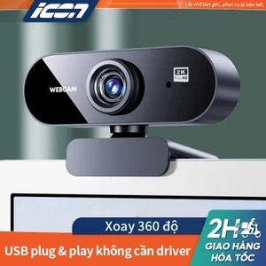 Webcam ICON 2K/4K Xoay 360° Có Mic - Camera PC & Laptop - Livestream, Học Online Full HD