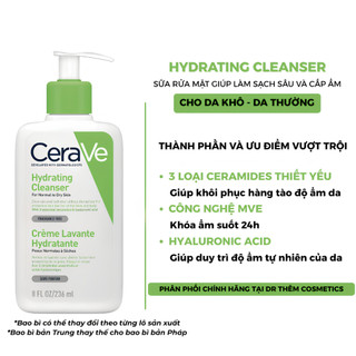 Sữa Rửa Mặt CeraVe Foaming Cleanser 236ml - 473mlChính Hãng Cho Da Dầu, Da Khô, Mụn Nhạy Cảm