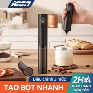 Máy tạo bọt cà phê ICON, máy tạo bọt sữa cầm tay điện, 3 tốc độ, sạc USB, có thể đánh trứng, đánh sữa, tạo bọt