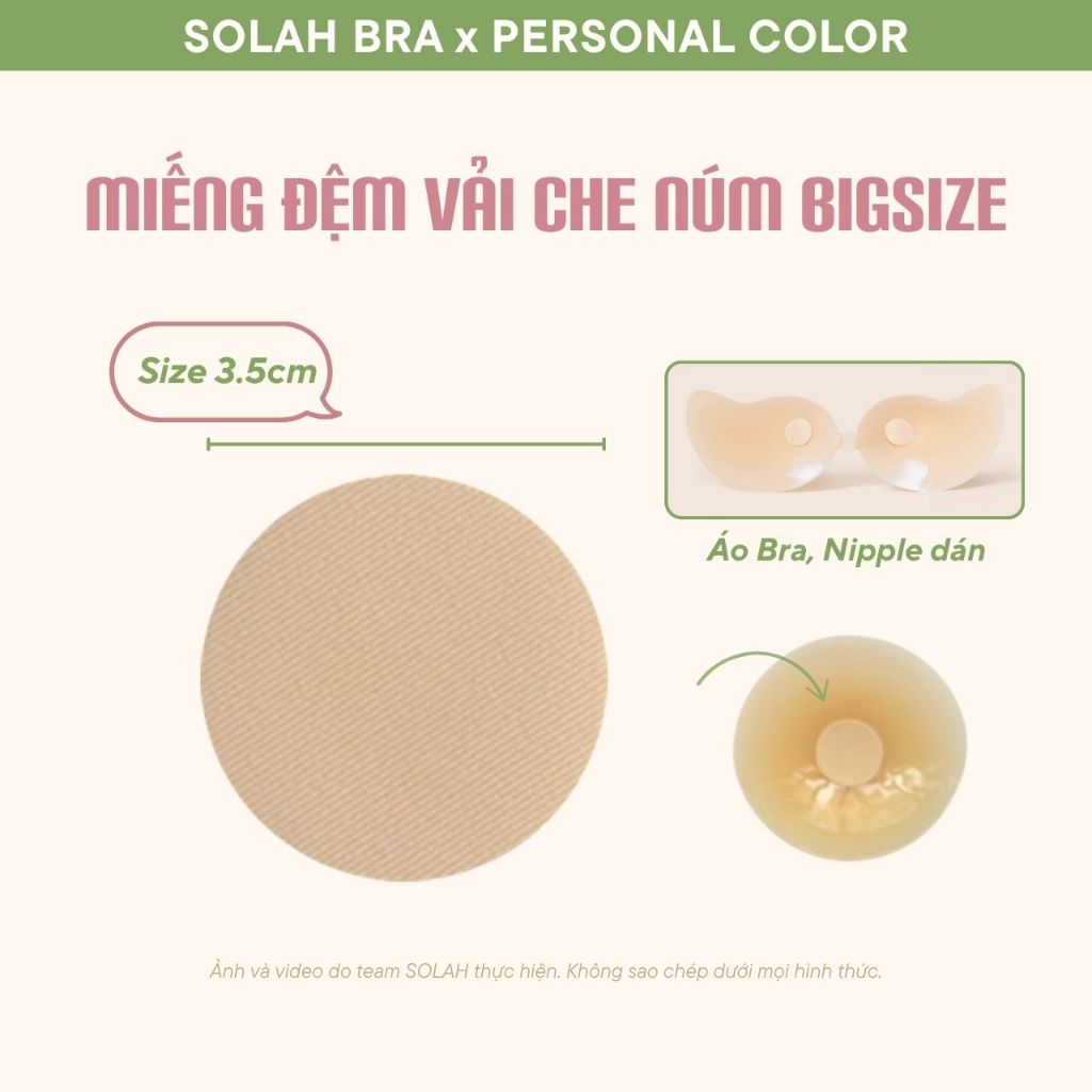 Miếng Đệm Che Núm SOLAH  Bigsize 3.5CM Vải Cotton Tái Sử Dụng Cho Miếng Dán Ngực Áo Bra Dán PK01