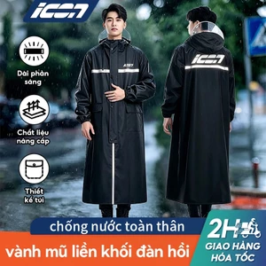 Áo mưa ICON – Có túi đựng điện thoại, dải phản quang, chống nước, thoáng khí, dùng khi đi làm, dã ngoại, ngoài trời.