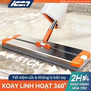 ICON Cây Lau Nhà Thông Minh Tự Vắt 360° | Bàn Lau Lớn 51cm, Công Nghệ Khô Ướt 2-trong-1
