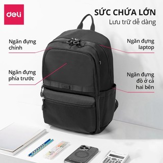 [VHL x Deli] Balo Học Sinh Deli Đựng Laptop 17inch Cao Cấp Chống Nước Thoáng Khí Thiết Kế Đơn Giản Thời Trang Đi Học