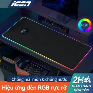 ICON Lót Chuột LED RGB 80x30cm Dày 4mm - Pad Chuột Cỡ Lớn Chơi Game Viền Sáng, Chống Trượt, Đa Chế Độ