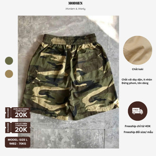 Quần Short Nam Họa Tiết Camo Chất Kaki Lưng Thun Form Rộng Basic Streetwear ModMen