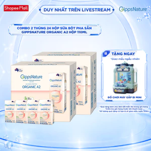 Combo 2 Thùng 24 hộp Sữa bột pha sẵn GippsNature Đạm A2 Beta-Casein Organic hộp 110ml
