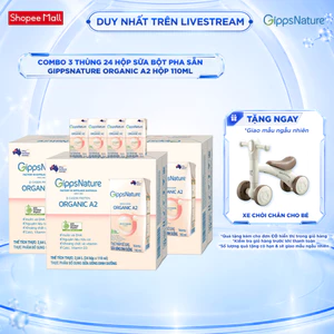 Combo 3 Thùng 24 hộp Sữa bột pha sẵn GippsNature Đạm A2 Beta-Casein Organic hộp 110ml