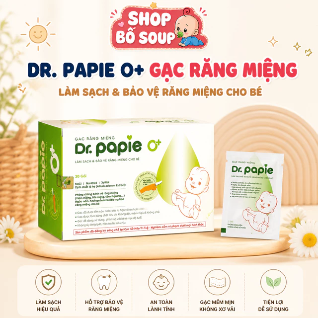 Gạc rơ lưỡi Dr Papie, gạc lưỡi cho trẻ sơ sinh, cạo lưỡi chăm sóc răng miệng an toàn cho bé Shop Bố Soup