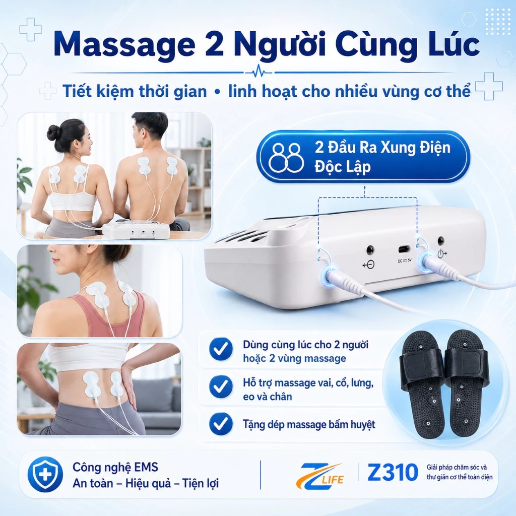Máy xung điện toàn thân cao cấp YTK 309B, Máy massage xung điện châm cứu giảm đau 8 chế độ massage, 15 cấp cường độ