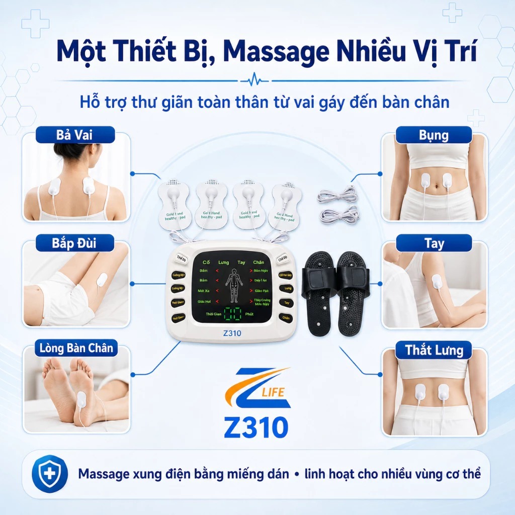 Máy xung điện toàn thân cao cấp YTK 309B, Máy massage xung điện châm cứu giảm đau 8 chế độ massage, 15 cấp cường độ