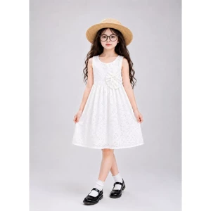 Váy Đầm Trắng Cao Cấp Dự Tiệc Thêu Hoa Xinh Cho Bé Gái 1-11T 12-40kg 2 lớp dáng xòe màu hồng đi học, biểu diễn