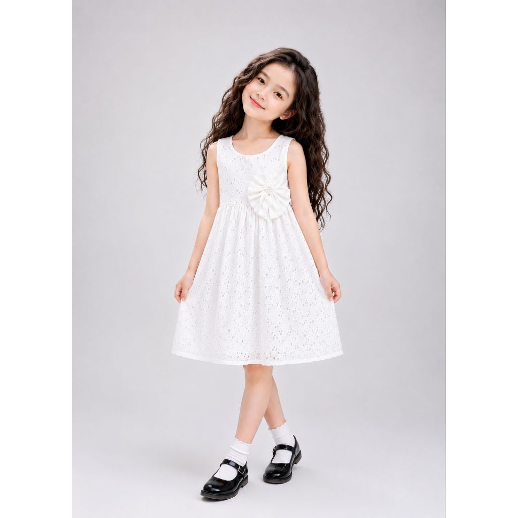 Váy  Đầm Trắng Cao Cấp Dự Tiệc Thêu Hoa Xinh Cho Bé Gái 1-11T 12-40kg 2 lớp dáng xòe màu hồng đi học, biểu diễn